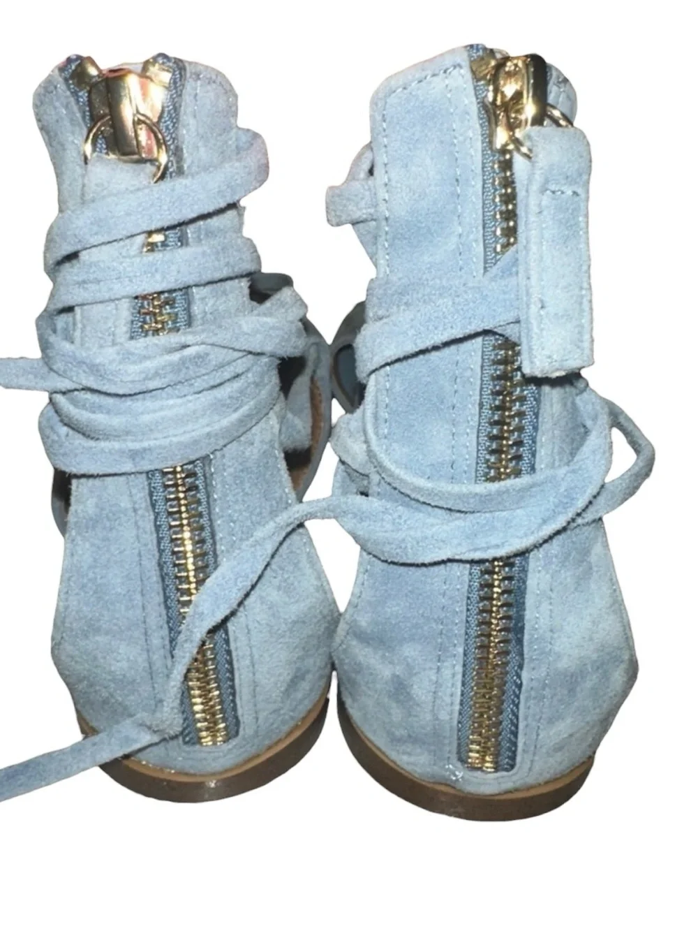 J. Jill Blue Suede Lace-Up Women’s Size 8 Ankle Wrap Gladiator Flat Sandals